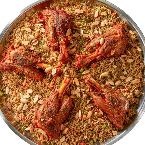 Roasted Lamb and Goat Shank Tray Catering Mediterranean Food Minneapolis